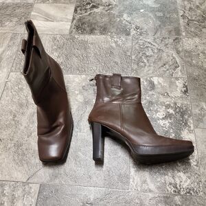 Vintage 90s y2k Skechers Bratz Platform Square Toe Chunky Brown Vegan Boots 9.5